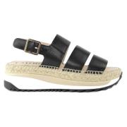 Zwarte Leren Sleehak Sandalen Gaimo , Black , Dames