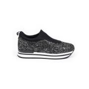 Comfortabele Glitter Sneakers Hogan , Black , Dames