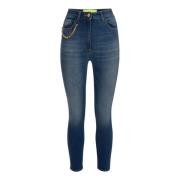 Skinny Jeans van Stretchkatoen met Gouden Metalen Ketting Elisabetta F...