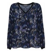 Elegante blouse met vlinderpatroon Kocca , Blue , Dames