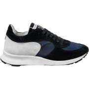 Blauw en grijs suède lage sneakers Philippe Model , Blue , Heren