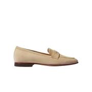 Beige Suede Penny Loafers Scarosso , Beige , Dames