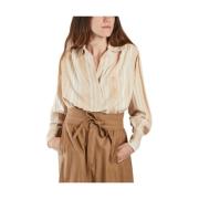 Handgeweven Zijden Blouse Laurence Bras , Beige , Dames