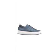 Oceanblauwe Leren Sneakers met Gedurfde Uitstraling Philippe Model , B...