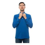 Cornflower Blue Polo Shirt met Lange Mouwen Kiton , Blue , Heren