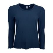 Ronde Hals Gebreide Trui, Ere Bluseravy Model 2-Biz , Blue , Dames