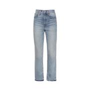 Hoge Taille Straight Jeans Re/Done , Blue , Dames