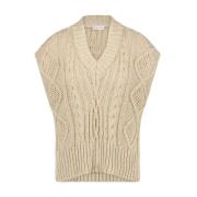 Beige Gebreid Vest | Lichtgewicht en Ademend Jane Lushka , Beige , Dam...