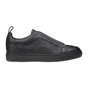 Zwarte leren instap sneakers Doucal's , Black , Heren