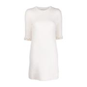 Gebloemd Gebreid Tweed Jurk Lanvin , White , Dames