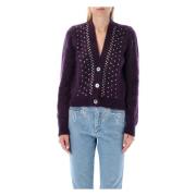 Melange paarse stretch mohair blend oversized Cardigan Alessandra Rich...