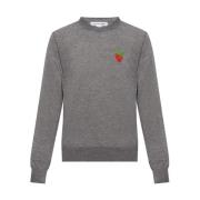 Trui met ronde hals en geborduurde aardbeien Comme des Garçons , Gray ...