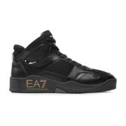 Gouden Reliëf Logo Sneaker Emporio Armani EA7 , Black , Heren