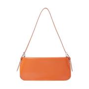 Semi Patent Leren Schoudertas met Logo Gespen By FAR , Orange , Dames