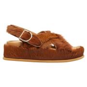 Stijlvolle Ponyhair Sandalen Dries Van Noten , Brown , Dames