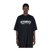 Grafische Print Vlag Logo T-shirt Vetements , Black , Heren