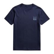 Blauw Katoenen T-Shirt met Logo Fay , Blue , Heren