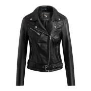 Bikerjack - Stijlvol leren motorjack Btfcph , Black , Dames