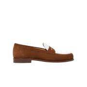 Klassieke Cognac Suede Penny Loafer Scarosso , Brown , Heren