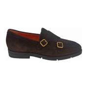 Klassieke Leren Loafers Santoni , Brown , Heren