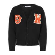 Leisteen katoenen blend Cardigan Off White , Black , Heren