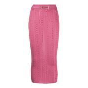 Fuchsia Roze Gebreide Midi Rok Alessandra Rich , Pink , Dames