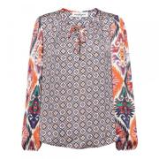 Ikat Blouse Top Navy Multi &Co Woman , Multicolor , Dames