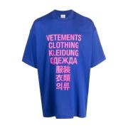 Blauw katoen oversized t-shirt Vetements , Blue , Heren