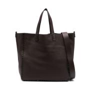 Rockstud Dubbele Leren Tote Tas Valentino Garavani , Black , Heren