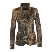 Luipaardprint fluwelen blazer ML Collections , Brown , Dames