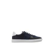 Marineblauwe en witte leren sneakers Moncler , Blue , Heren