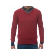 V-hals Gebreide Top Peuterey , Red , Heren