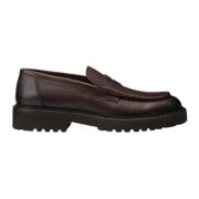 Bruin Leren Loafers met Rubberen Zool Doucal's , Brown , Heren