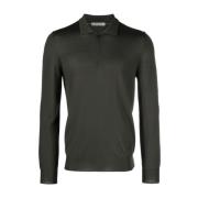Wollen Zip Polo Shirt, 100% Zuivere Wol Corneliani , Green , Heren