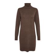 Bruine Melange Gebreide Jurk met Col Saint Tropez , Brown , Dames