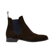 Handgemaakte Donkerbruine Suède Chelsea Boots Scarosso , Black , Heren