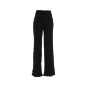 Comfortabele Gebreide Wijde Broek Akep , Black , Dames