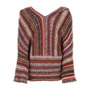 Multicolor Oversized Trui met Geregenereerd Garen Vitelli , Red , Dame...