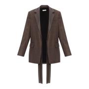 ‘Newport’ blazer met leren kraag The Mannei , Brown , Dames