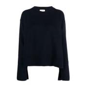 Navy Blue Wide-Sleeve Wool Jumper P.a.r.o.s.h. , Blue , Dames