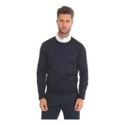 Stonewashed Wol Zijde Pullover Canali , Blue , Heren