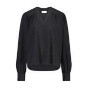 Stijlvolle Zwarte Jersey Blouse met Speels Patroon Jane Lushka , Black...