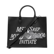 Shopper Bag met logo MSFTSrep , Black , Heren