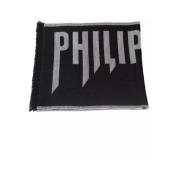 Grijze Wollen Sjaal met Logo Philipp Plein , Black , Heren