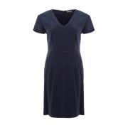 Blauwe V-hals Midi Lengte Jurk Lardini , Blue , Dames