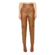 Hoge Taille Cargo Broek van Imitatieleer Federica Tosi , Brown , Dames