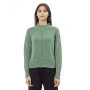 Groene Wol Mock Neck Sweater Alpha Studio , Green , Dames