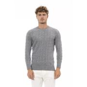 Grijze Viscose Crewneck Sweater Alpha Studio , Gray , Heren