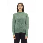 Groene Wol Mock Neck Sweater Alpha Studio , Green , Dames