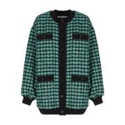 Groene Cardigan met Geometrisch Patroon Msgm , Green , Dames